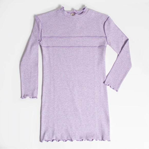 kidpik Other - NWOT KIDPIK Girls Size M (10) Lettuce Long Sleeve Lavender Ribbed Knit Dress.